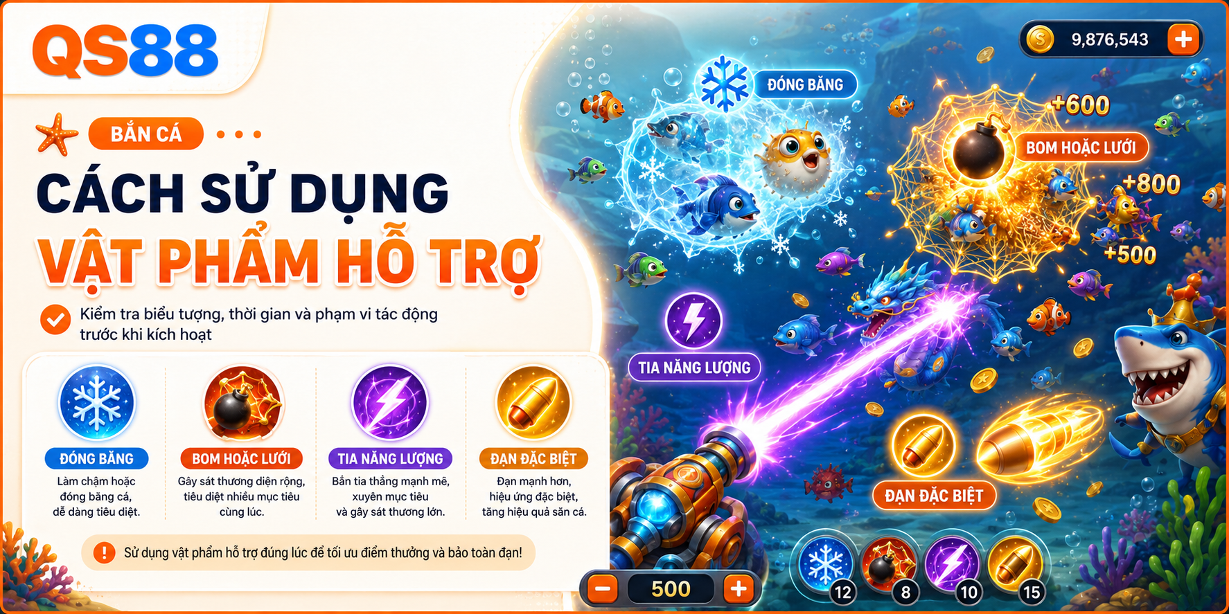 Các vật phẩm hỗ trợ thành viên khi bắn cá