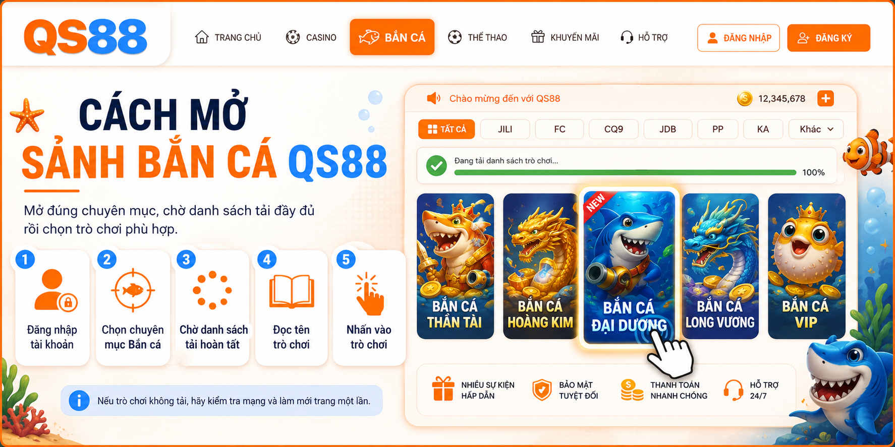 Cách mỡ sảnh bắn cá QS88 cho thành viên