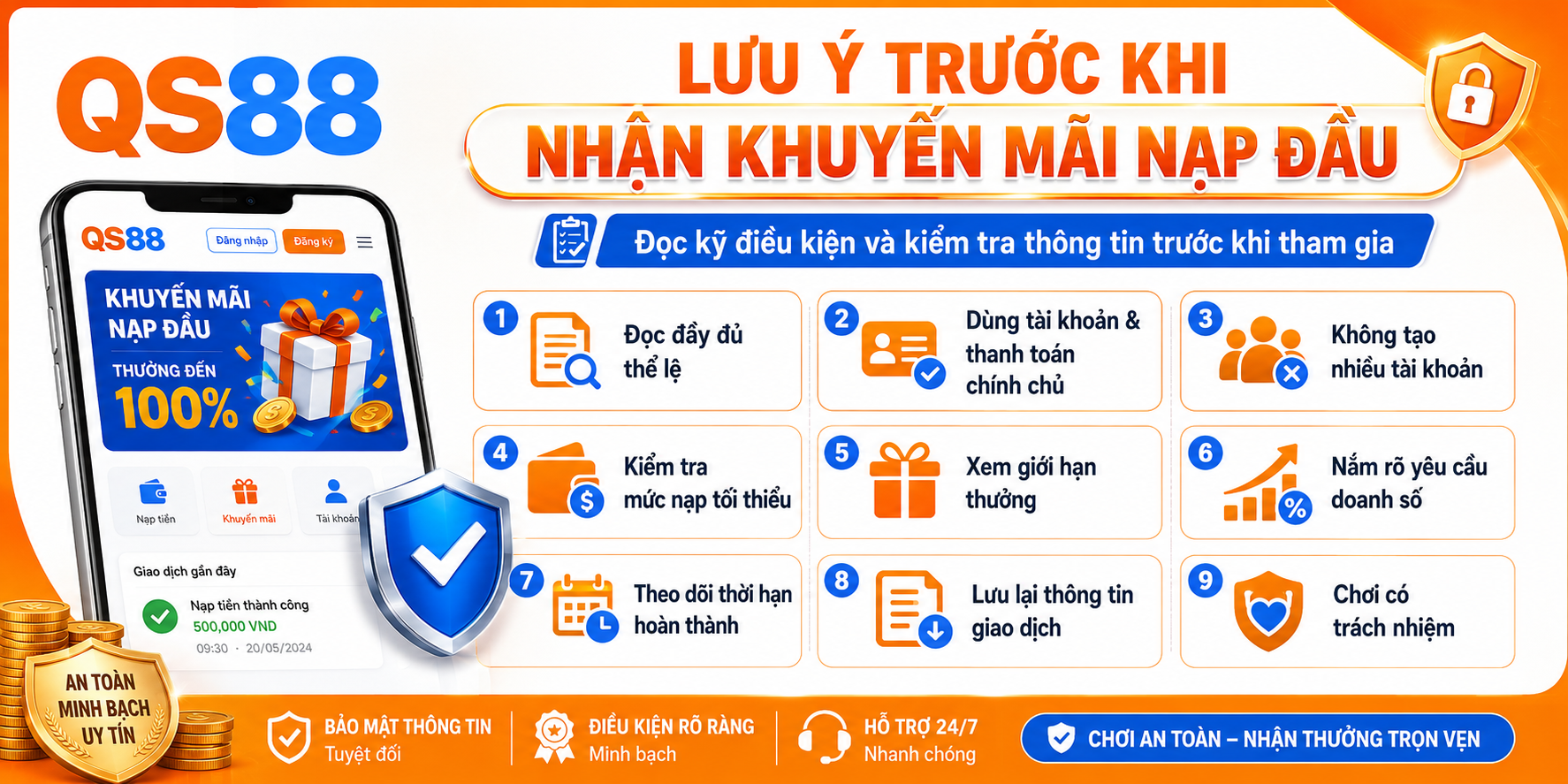 Lưu ý quan trọng trước khi nhận khuyến mãi nạp đầu
