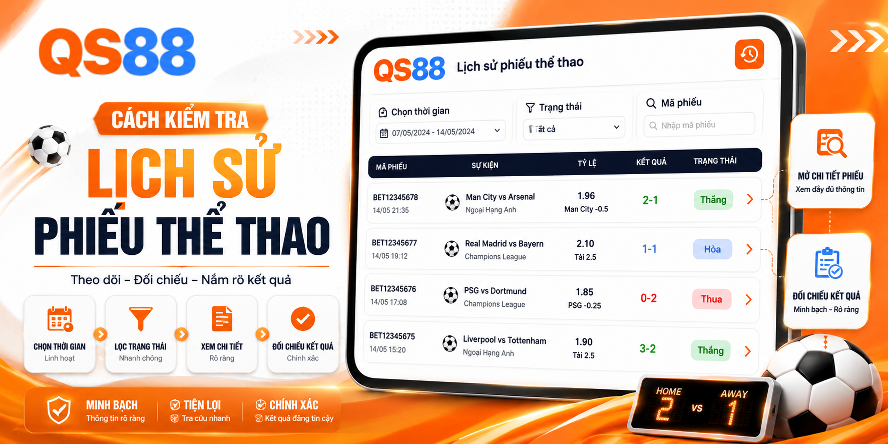 Kiểm tra phiếu cược thể thao đơn giản