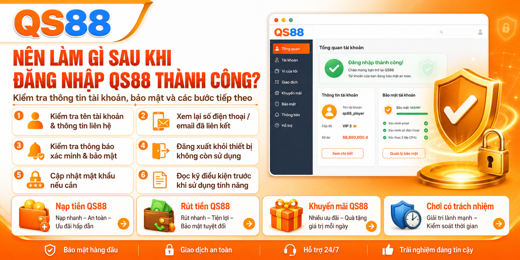 Nên làm gì sau khi đăng nhập QS88 thành công 