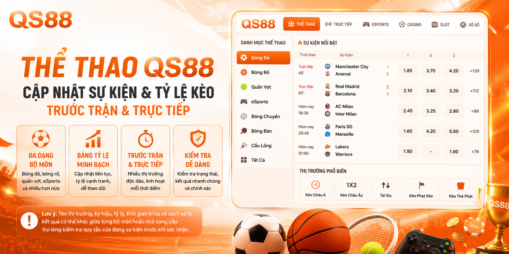 Thể thao QS88 cập nhật sự kiện và bảng tỷ lệ kèo