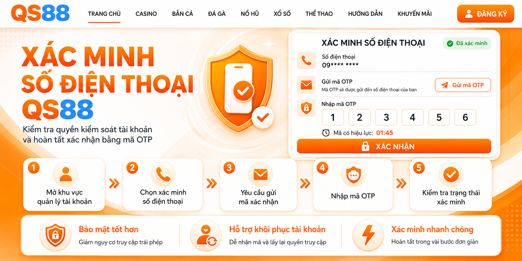 Xác minh số điện thoại QS88
