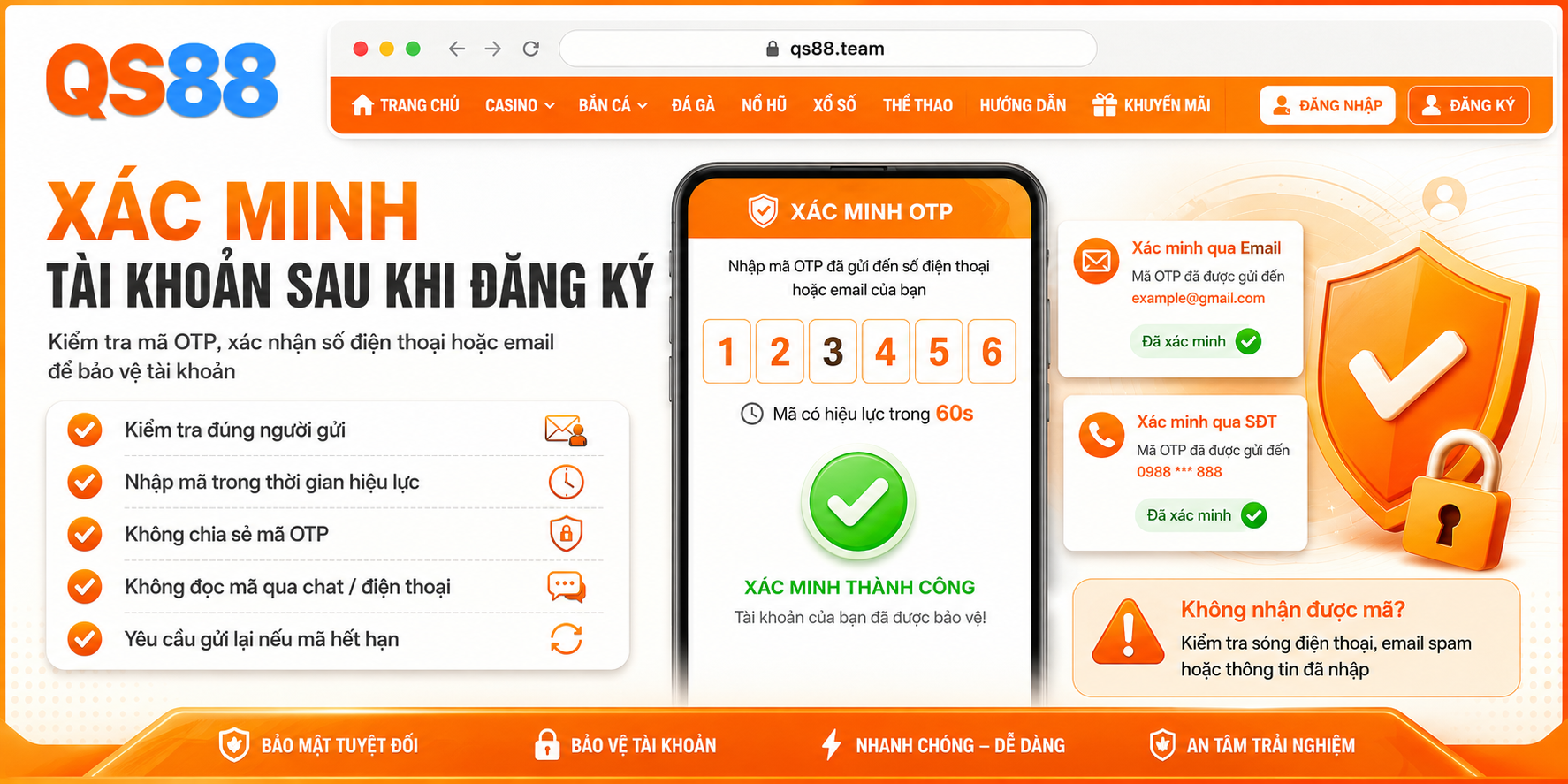 Xác minh tài khoản sau khi đăng ký 